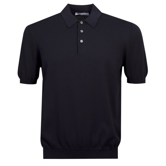 Gran Sasso Mens Blue Knitted Short Sleeve Polo Shirt