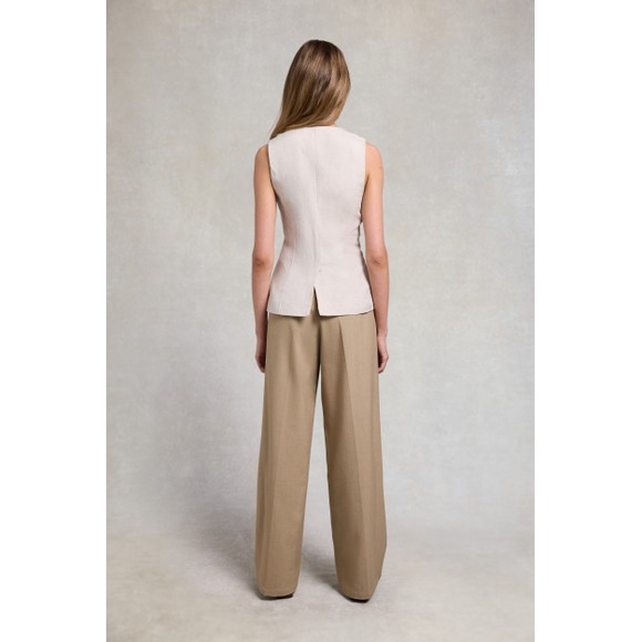 Holland Cooper Womens Beige Pleated Wide Leg Trouser #3
