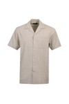 Oliver Sweeney Mens Brown Sereta Striped Seersucker Riviera Short Sleeve Shirt