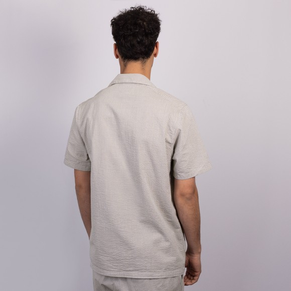 Oliver Sweeney Mens Brown Sereta Striped Seersucker Riviera Short Sleeve Shirt main image