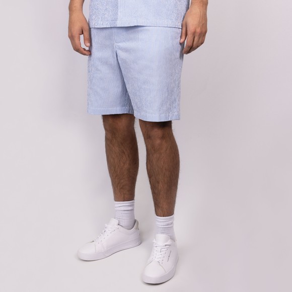 Oliver Sweeney Mens Blue Sistelo Seersucker Short