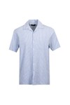 Oliver Sweeney Mens Blue Sereta Striped Seersucker Riviera Short Sleeve Shirt
