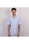 Oliver Sweeney Mens Blue Sereta Striped Seersucker Riviera Short Sleeve Shirt