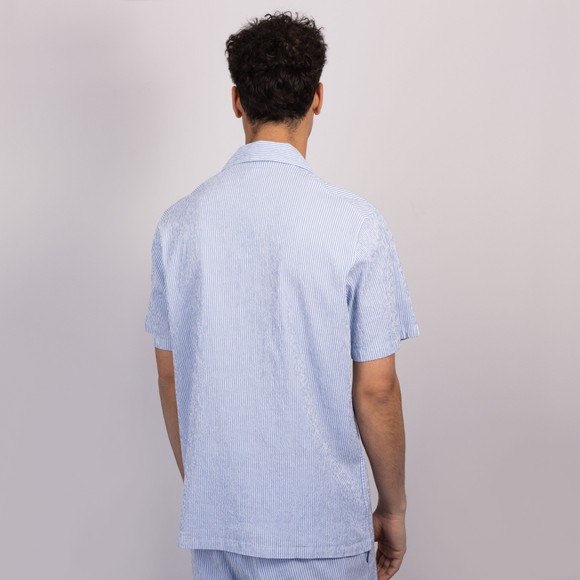Oliver Sweeney Mens Blue Sereta Striped Seersucker Riviera Short Sleeve Shirt main image