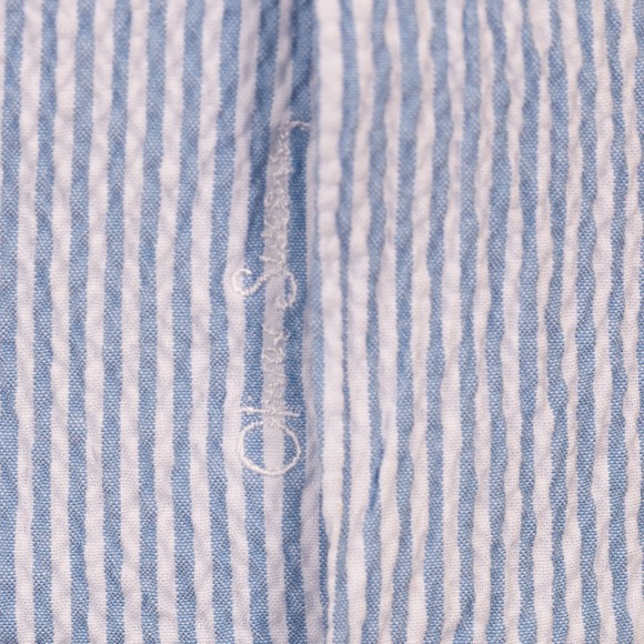 Oliver Sweeney Mens Blue Sereta Striped Seersucker Riviera Short Sleeve Shirt main image