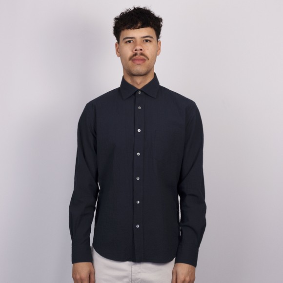 Hartford Mens Blue Paul Seersucker Shirt