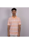 Fynch Hatton Mens Orange 2 Tone Stripe Polo Shirt