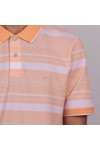 Fynch Hatton Mens Orange 2 Tone Stripe Polo Shirt