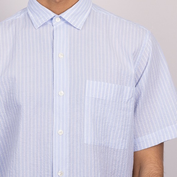 Hartford Mens Blue Pedro SS Seersucker Shirt main image
