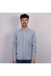 Hartford Mens Blue Paul Pat Linen Shirt