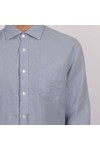 Hartford Mens Blue Paul Pat Linen Shirt