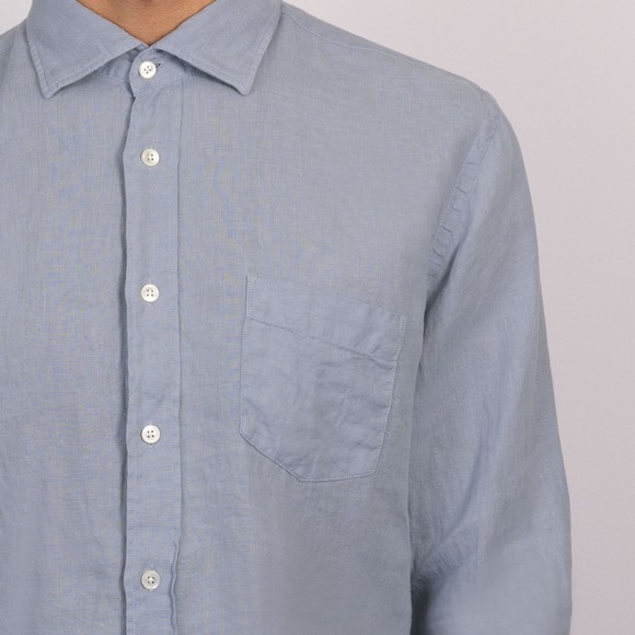 Hartford Mens Blue Paul Pat Linen Shirt main image