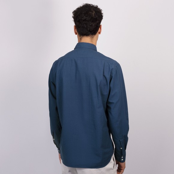 Hartford Mens Blue Paul Seersucker Shirt main image