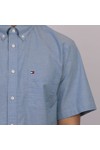Tommy Hilfiger Mens Blue Light Oxford Solid Short Sleeve Shirt