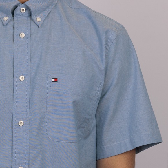 Tommy Hilfiger Mens Blue Light Oxford Solid Short Sleeve Shirt main image