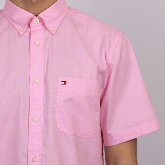 Tommy Hilfiger Mens Pink Light Oxford Solid Short Sleeve Shirt main image