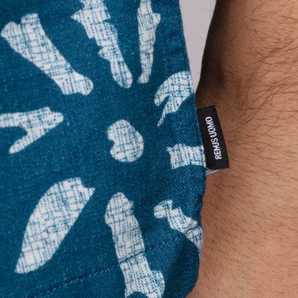 Remus Mens Blue Pattern Short Sleeve Shirt main image