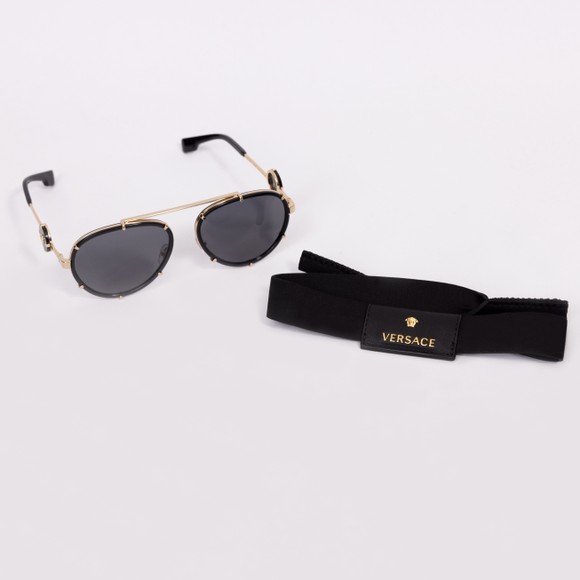 Versace Mens Black VE2232 Gold Detail Sunglasses + Strap #4