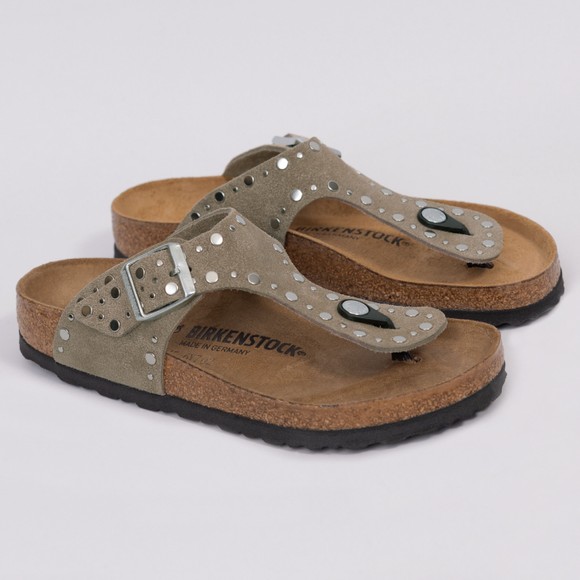 Birkenstock Womens Beige Gizeh Rivet Border #2