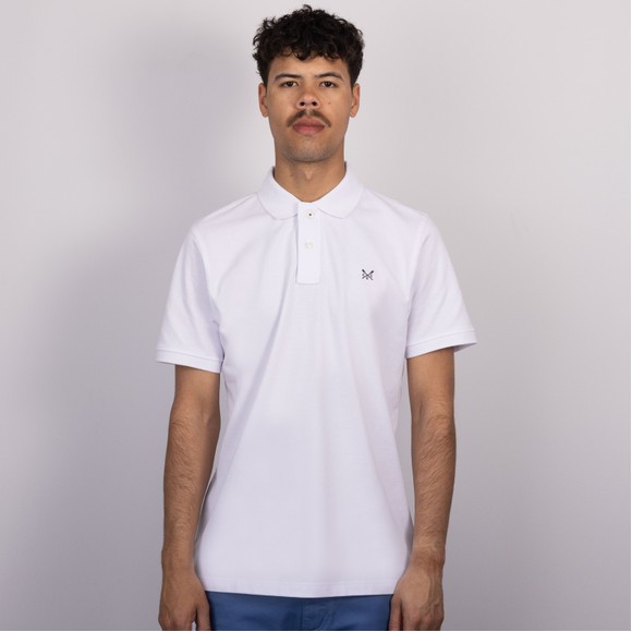 Crew Clothing Company Mens White Classic Pique Polo