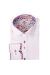 Claudio Lugli Mens White Plain Floral Trim Shirt