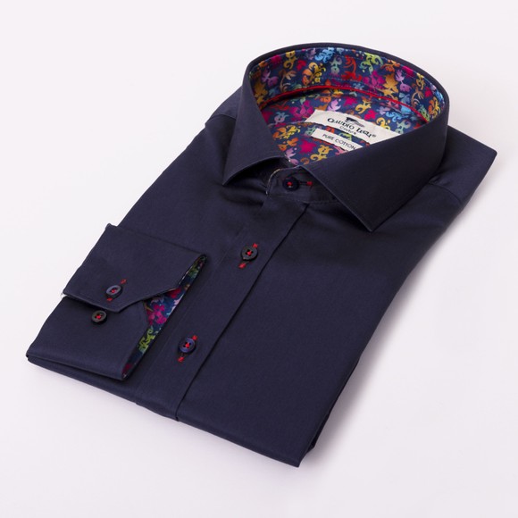 Claudio Lugli Mens Blue Plain Cotton Shirt