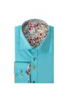 Claudio Lugli Mens Blue Plain Floral Trim Shirt