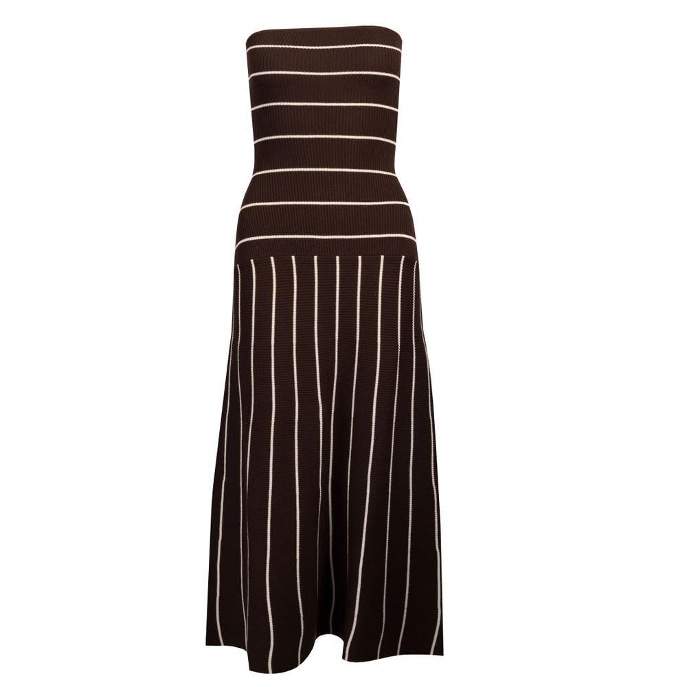 Pixie Bandeau Stripe Knit Long Midaxi Dress