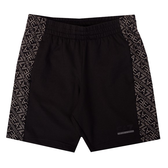 EA7 Emporio Armani Boys Black Tape Monogram Jersey Short
