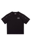 EA7 Emporio Armani Boys Black Tape Shoulder Jersey T-Shirt