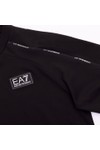 EA7 Emporio Armani Boys Black Tape Shoulder Jersey T-Shirt