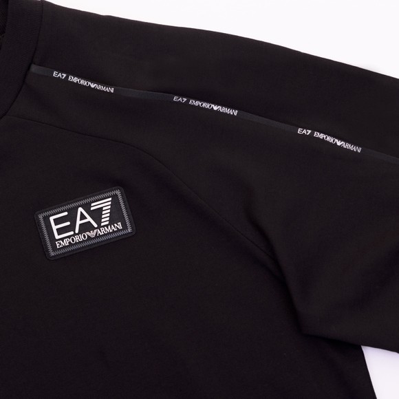 EA7 Emporio Armani Boys Black Tape Shoulder Jersey T-Shirt