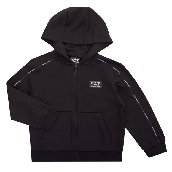 EA7 Emporio Armani Boys Black Sleeve Taping Zip Hoody