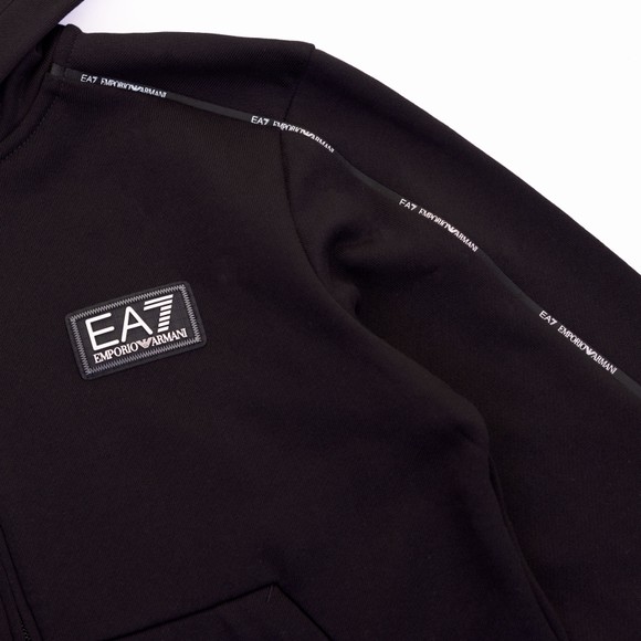 EA7 Emporio Armani Boys Black Sleeve Taping Zip Hoody