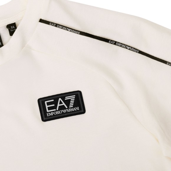 EA7 Emporio Armani Boys Off-White Tape Shoulder Jersey T-Shirt