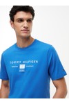 Tommy Hilfiger Mens Blue Brand Love Mono Stack T-Shirt