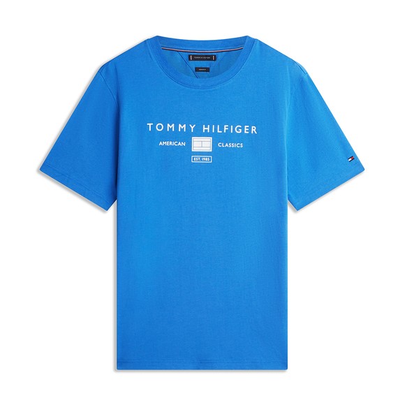 Tommy Hilfiger Mens Blue Brand Love Mono Stack T-Shirt