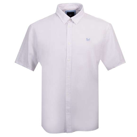 Crew Clothing Company Mens White Short Sleeve Linen Shirt