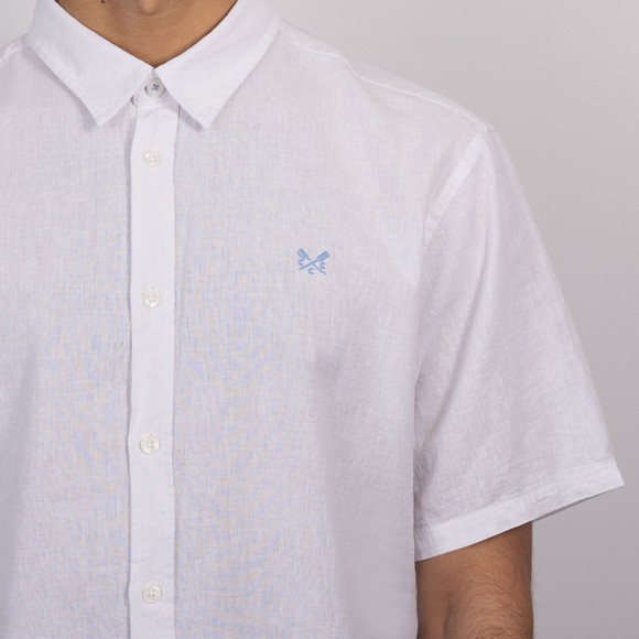 Crew Clothing Company Mens White Short Sleeve Linen Shirt main image