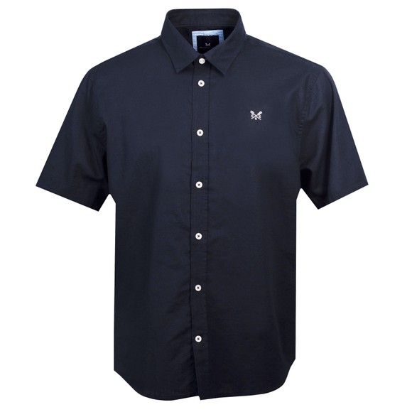 Crew Clothing Company Mens Blue Short Sleeve Linen Shirt main image