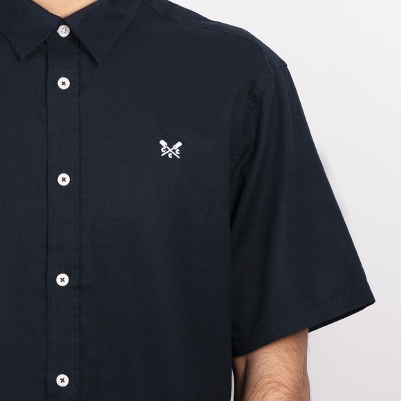 Crew Clothing Company Mens Blue Short Sleeve Linen Shirt main image