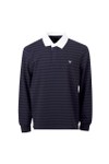 Crew Clothing Company Mens Blue Feeder Stripe Rugby Shirt