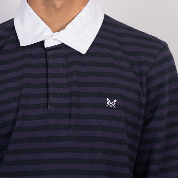 Crew Clothing Company Mens Blue Feeder Stripe Rugby Shirt main image