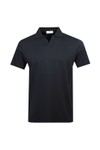 Thomas Maine Mens Blue Open Collar Polo Shirt