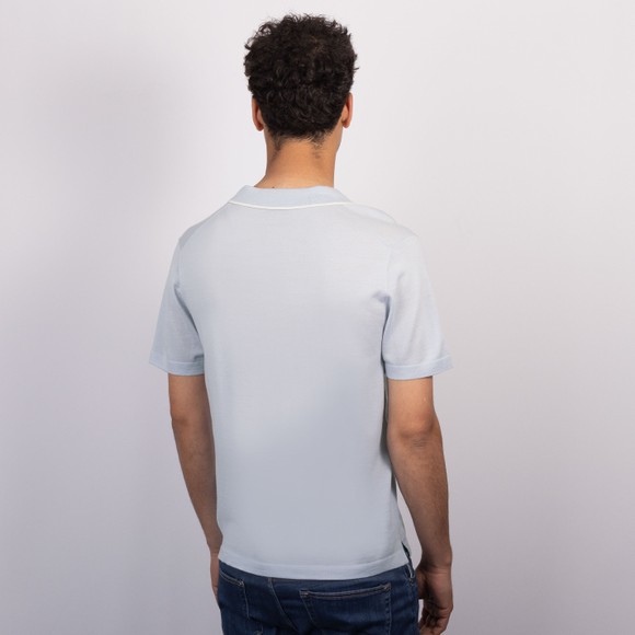 Thomas Maine Mens Blue Knitted Open Collar Polo Shirt main image