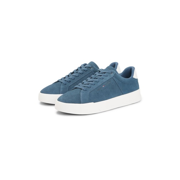Tommy Hilfiger Mens Blue Suede Court Trainers