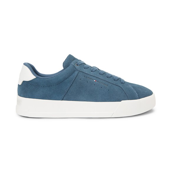 Tommy Hilfiger Mens Blue Suede Court Trainers