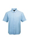Crew Clothing Company Mens Blue Short Sleeve Linen Shirt