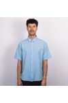 Crew Clothing Company Mens Blue Short Sleeve Linen Shirt