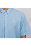 Crew Clothing Company Mens Blue Short Sleeve Linen Shirt